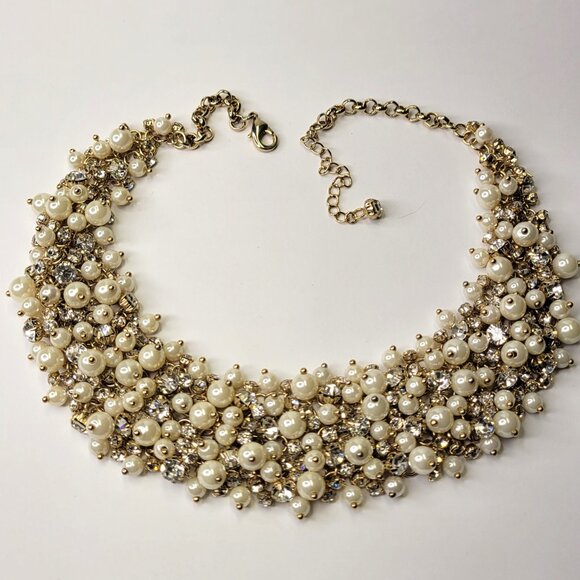 Statement Pearls and Crystal Choker Necklace - Picture 4 of 16